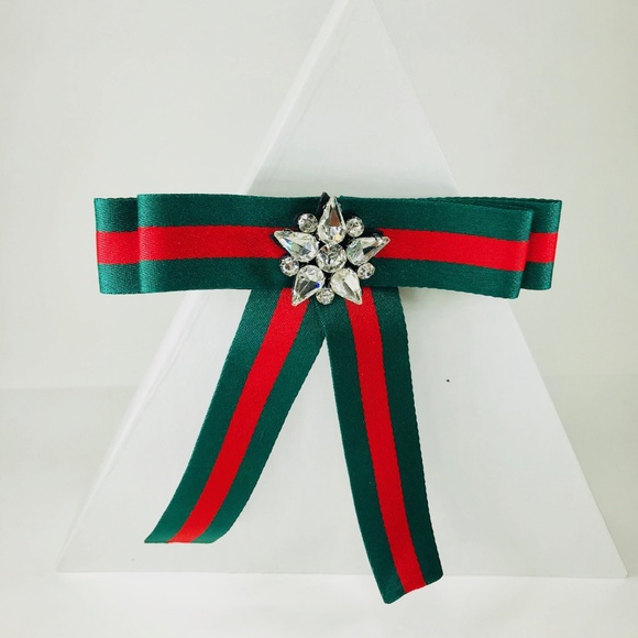 🆑 Ribbon Bowknot Brooch in Green - Picture 3 of 5